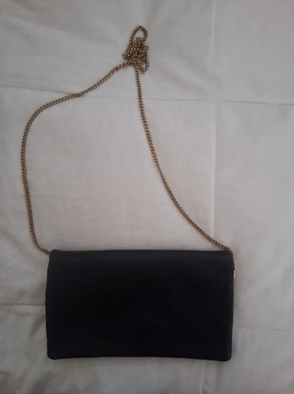 Ann Taylor Black Wristlet Clutch with Gold Chain